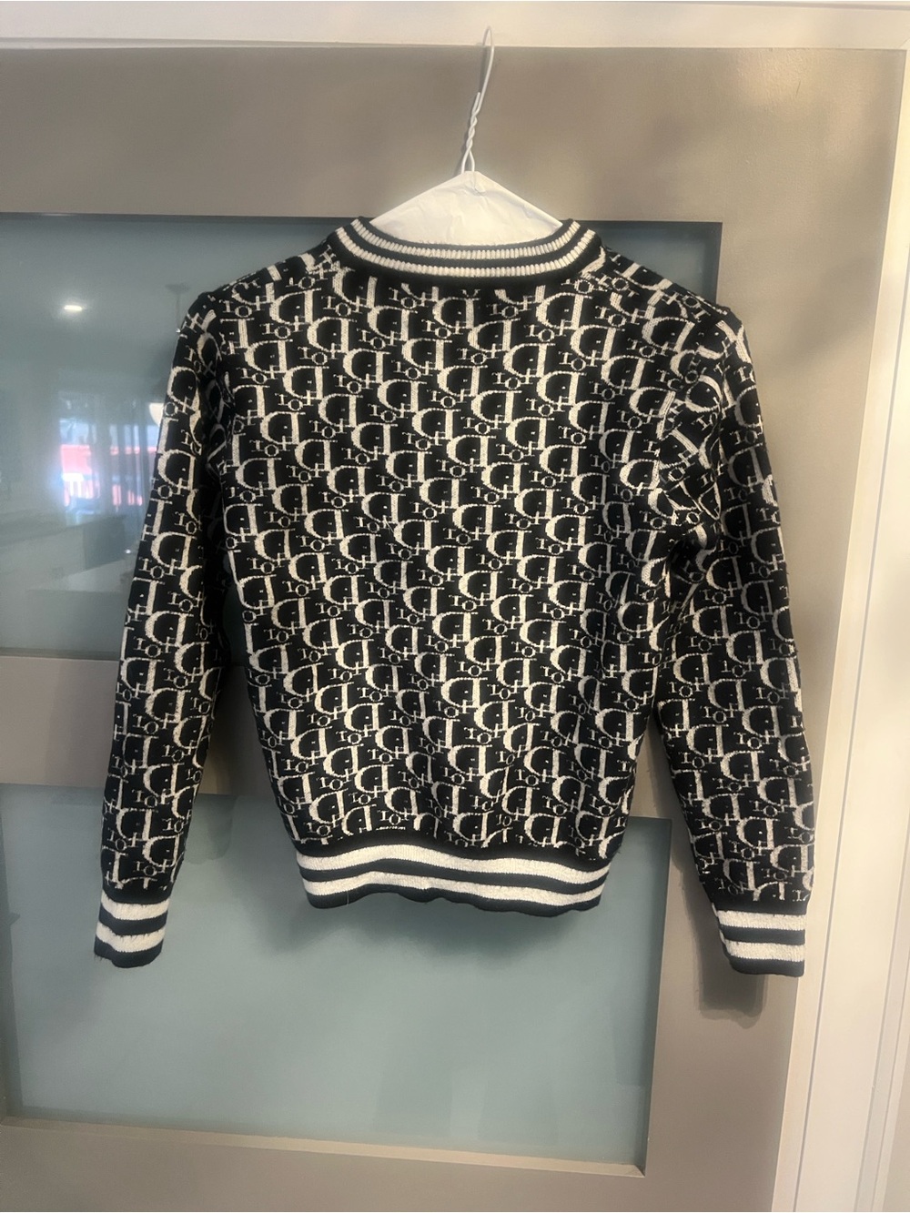 Black and White Logo Pattern Women's Sweater